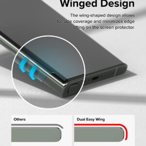 Ringke Dual Easy Wing [2 Pack] Compatible with Samsung Galaxy S23 Ultra 5G (2023), Premium Full Cover Film Case Friendly Screen Protector with Easy Application Kit