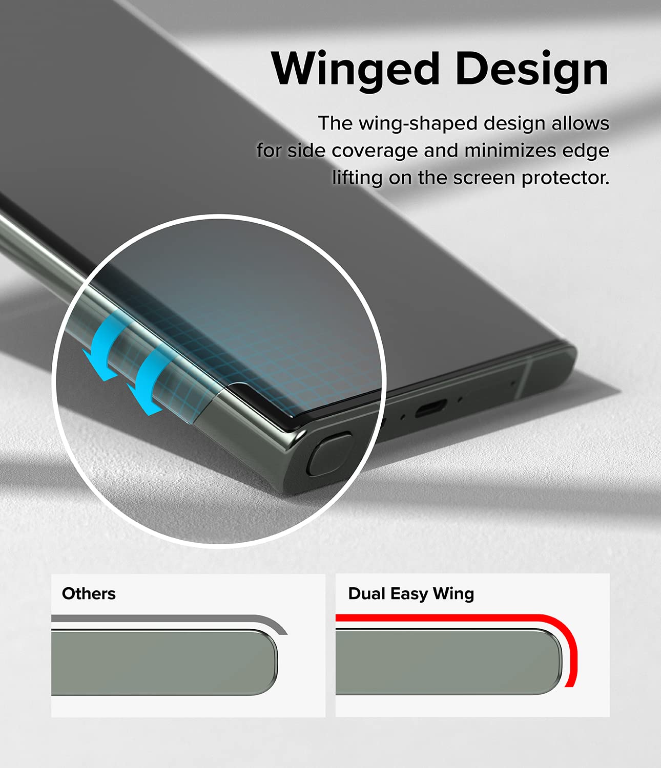 Ringke Dual Easy Wing [2 Pack] Compatible with Samsung Galaxy S23 Ultra 5G (2023), Premium Full Cover Film Case Friendly Screen Protector with Easy Application Kit