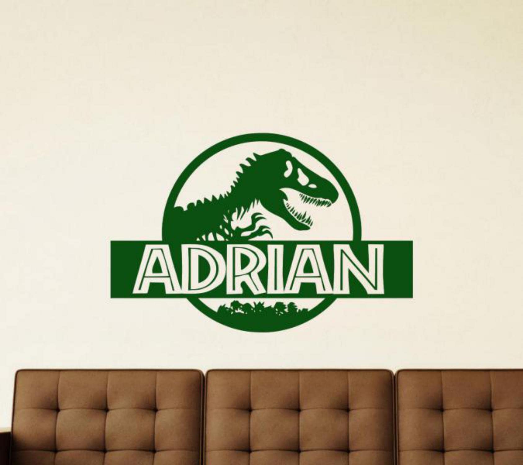 Dinosaur Wall Decal Custom Name Vinyl Sticker Personalized T-Rex Decals Tyrannosaurus Rex Wall Art Nursery Decor Car Decals Window Door Sign Peel and Stick Decal Dinosaur World Poster Print zz81