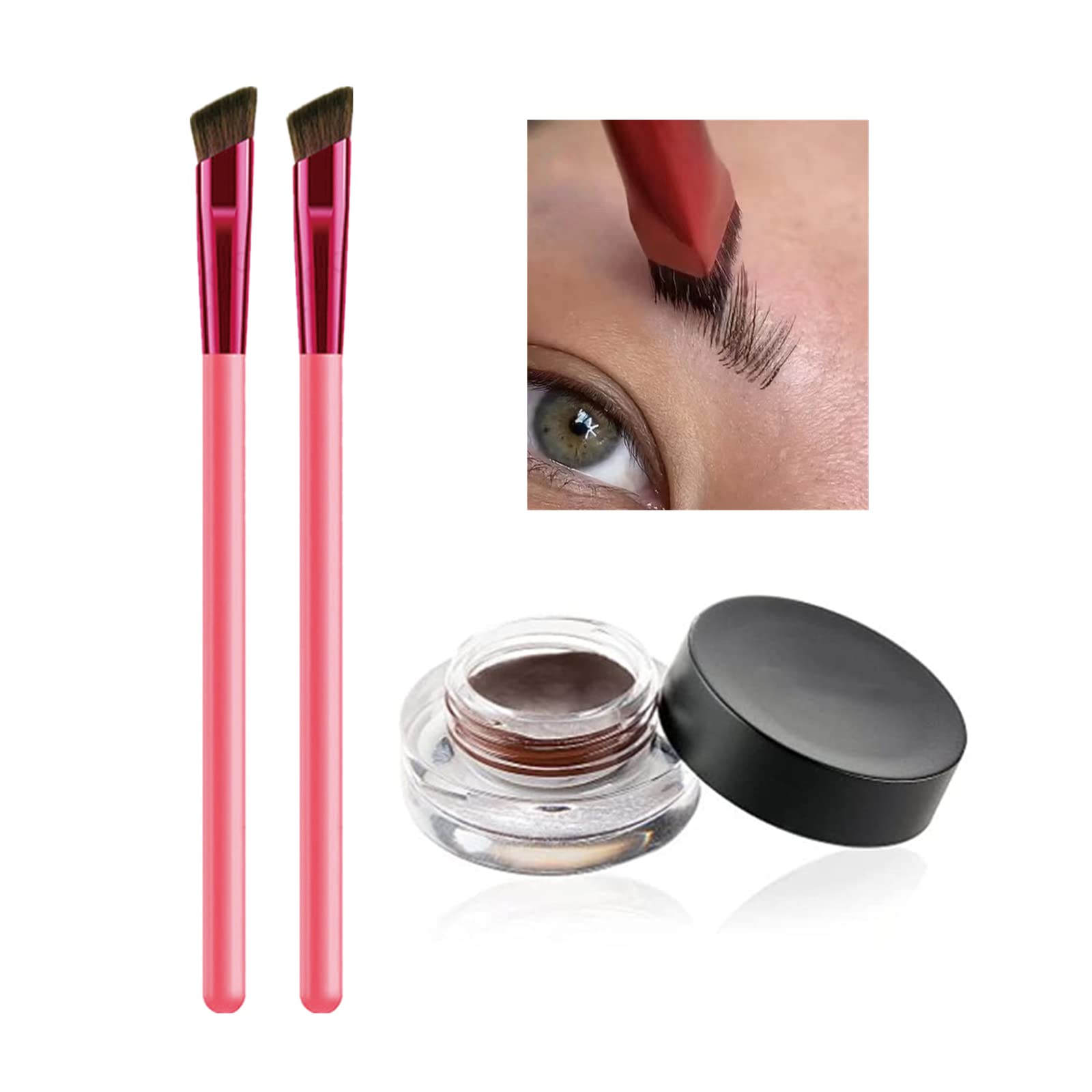 Multi Function Eyebrow Brush, Eye Brow Concealer Contour Brush, Three-dimensional Concealer Makeup Brush,Ultra Thin Angled Eyeliner Makeup Brush Set (darkbrown 3PC)