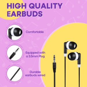 Yoley 200 Packs Classroom Earbuds Bulk Headphones for Kids School Students Children, Wholesale Class Set Durable Earphones, Individually Bagged (200 Black)