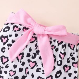 Toddler Baby Girls' Clothing Sets Leopard Valentine's Day Summer Outfits Pink Top Girl Cheetah Heart Print Short Animal Vacation Clothes 3T (682)