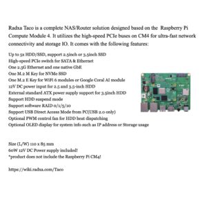 Radxa TACO developed baseboard support for The Raspberry PI CM4 to provide a NAS/Router solution