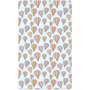 Hot Air Balloon Themed Fitted Crib Sheet,Standard Crib Mattress Fitted Sheet Soft & Stretchy Fitted Crib Sheet-Baby Sheet for Boys Girls,28“ x52“,Pale Orange Lavender Pale Pink Pale Green