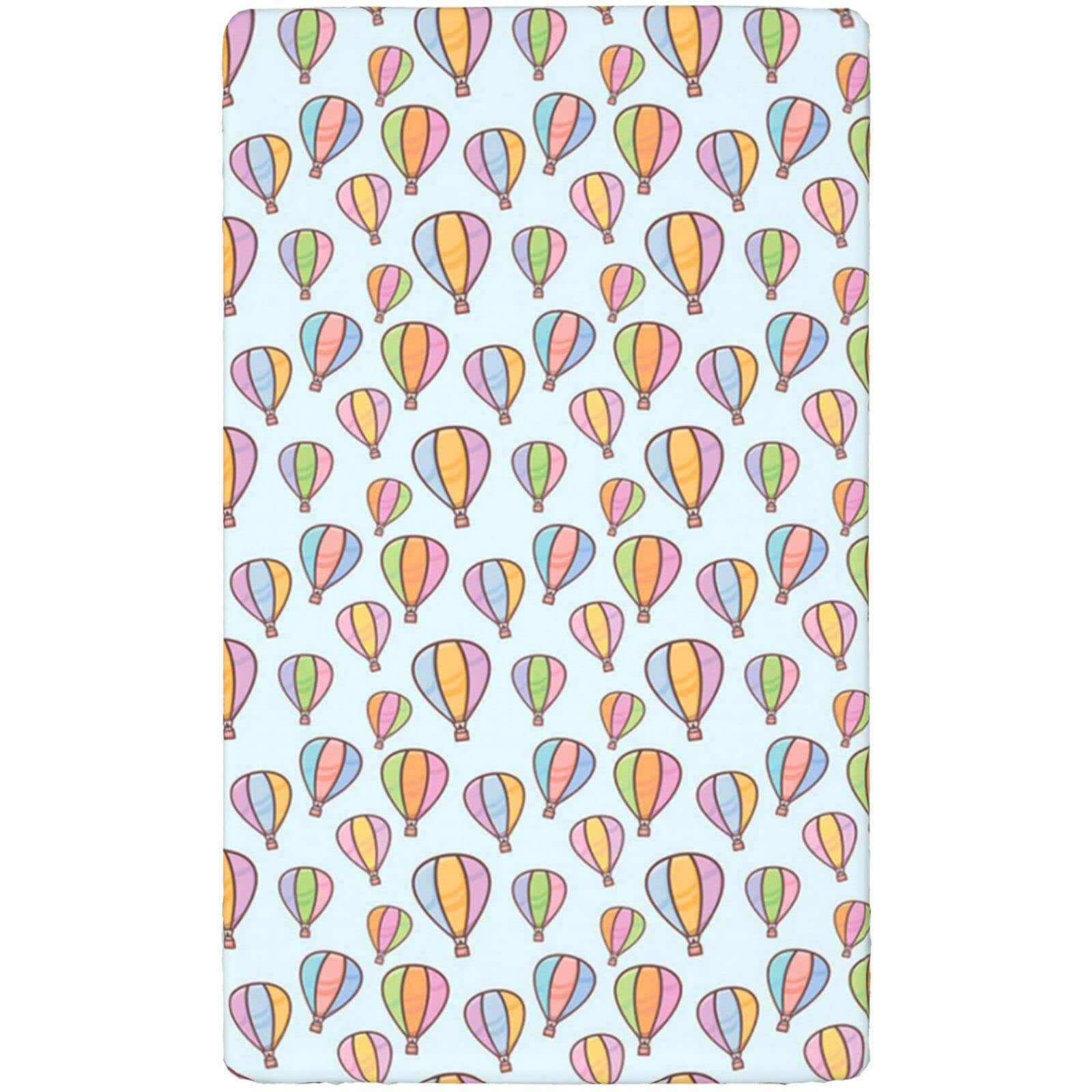 Hot Air Balloon Themed Fitted Crib Sheet,Standard Crib Mattress Fitted Sheet Soft & Stretchy Fitted Crib Sheet-Baby Sheet for Boys Girls,28“ x52“,Pale Orange Lavender Pale Pink Pale Green