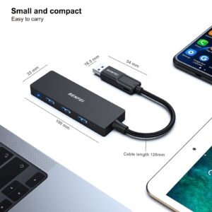 BENFEI 4-Port USB 3.0 Ultra Flat Data Hub, USB C Hub with 4 Ports USB 3.0 Adapter, 3.0 USB Splitter 5Gbps Compatible with iPhone 15 Pro/Max MacBook Pro/Air 2023, iPad Pro, iMac S23, XPS 17, etc