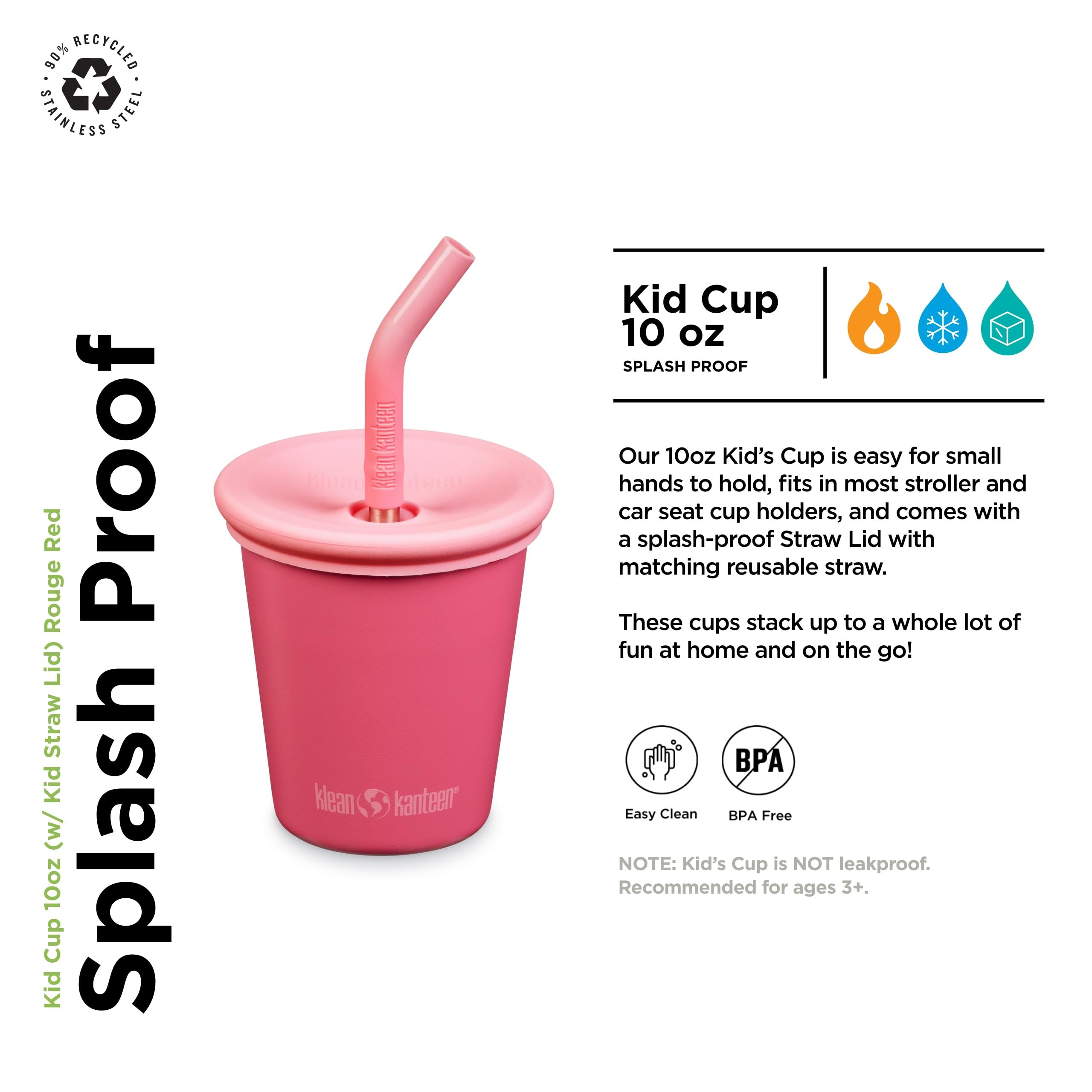 KLEAN KANTEEN Rouge Red Kid Cup with Straw Lid, 1 EA