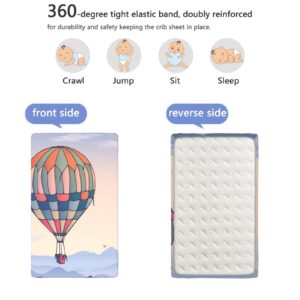 Hot Air Balloon Themed Fitted Crib Sheet,Standard Crib Mattress Fitted Sheet Soft and Breathable Bed Sheets-Crib Mattress Sheet or Toddler Bed Sheet,28“ x52“,Multicolor