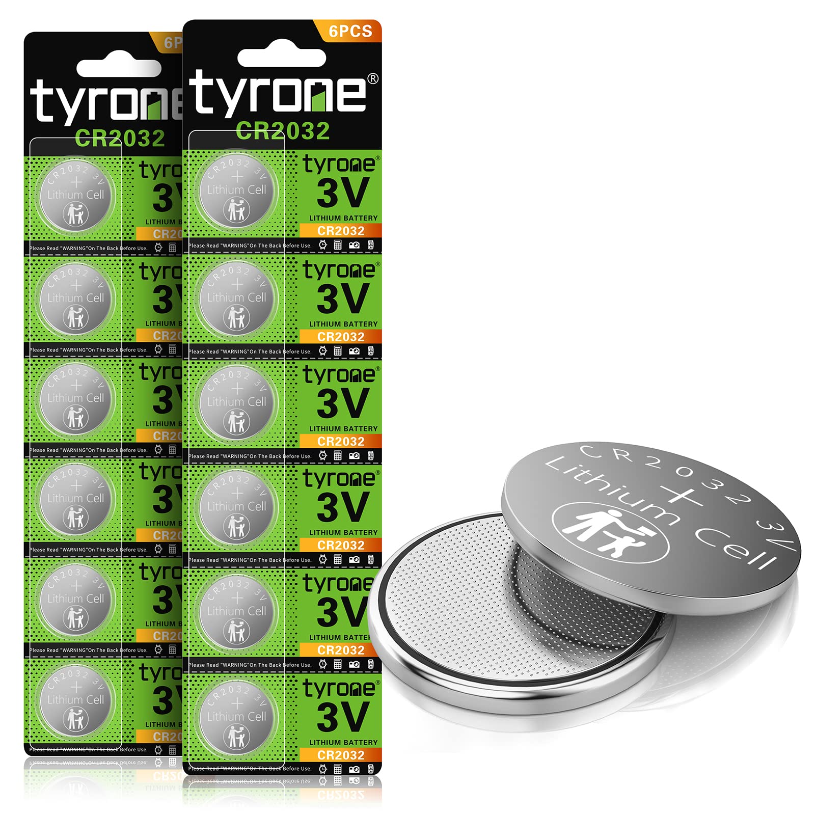 tyrone CR2032 Batteries CR2032 3V Lithium Battery（12 Pack）