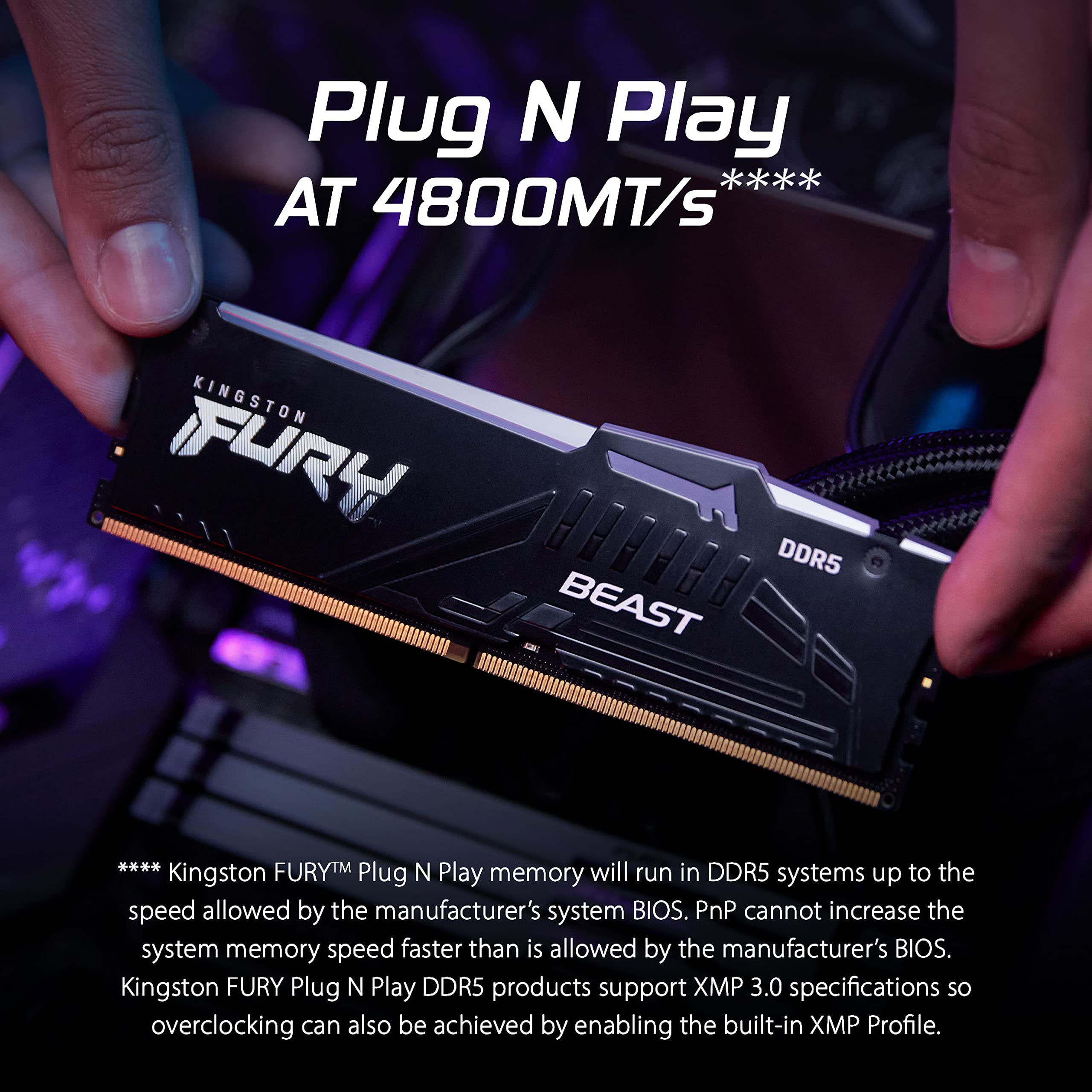 Kingston Fury Beast 8GB 5600MT/s DDR5 CL36 RGB Desktop Memory Single Module | Infrared Syncing | AMD Expo | Plug N Play | KF556C36BBEA-8