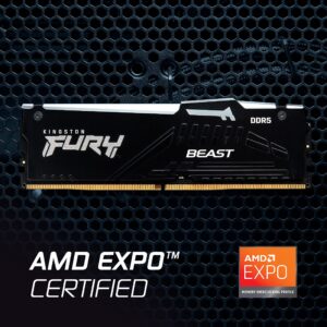 Kingston Fury Beast 64GB (2x32GB) 6000MT/s DDR5 CL36 RGB Desktop Memory Kit of 2 | Infrared Syncing | AMD Expo | Plug N Play | KF560C36BBEAK2-64