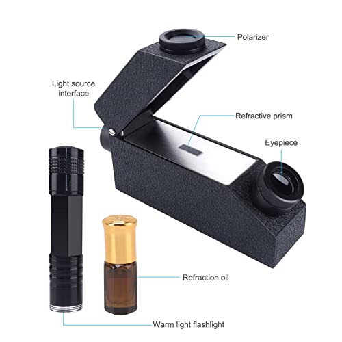 Professional Gemstones Refractometer, High Accuracy  Clear Display Gemstones Refractometer Kit with Refractive Oil for Home for Jewelry Store