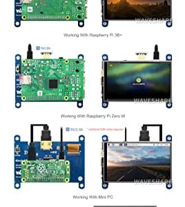 Coolwell Waveshare 4 Inch for Raspberry Pi Screen Touchscreen 480x800 IPS LCD Display Small HDMI Monitor for Raspberry Pi 4B+ 4B 3B+ 3B 2B+ Zero Windows 11 10 8.1 8 7