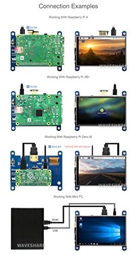 Coolwell Waveshare 4 Inch for Raspberry Pi Screen Touchscreen 480x800 IPS LCD Display Small HDMI Monitor for Raspberry Pi 4B+ 4B 3B+ 3B 2B+ Zero Windows 11 10 8.1 8 7