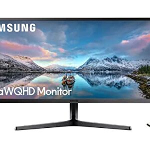 SAMSUNG 34" Class Ultrawide Monitor with 21:9 Wide Screen, LED WQHD(3,440 x 1,440) Display, 4ms Response, 75Hz, FreeSync, Display Port, HDMI, with MTC HDMI Cable