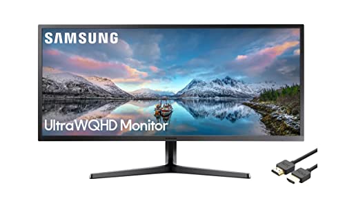 SAMSUNG 34" Class Ultrawide Monitor with 21:9 Wide Screen, LED WQHD(3,440 x 1,440) Display, 4ms Response, 75Hz, FreeSync, Display Port, HDMI, with MTC HDMI Cable