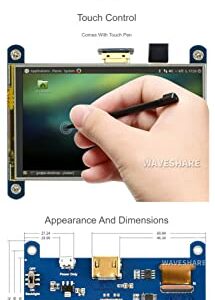 Coolwell Waveshare 4 Inch for Raspberry Pi Screen Touchscreen 480x800 IPS LCD Display Small HDMI Monitor for Raspberry Pi 4B+ 4B 3B+ 3B 2B+ Zero Windows 11 10 8.1 8 7