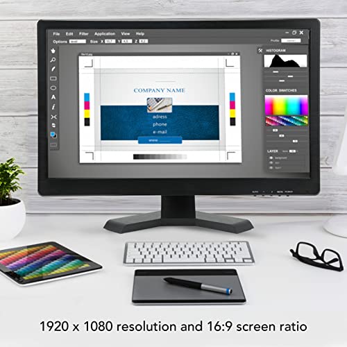 Estink 21.5 Inch Display,1920 X 1080 Resolution,HD Color Screen Monitor,Supports HD Multimedia Interface and Vga Input,Remote Control, with Speaker Remote Control,Suitable for Home Office