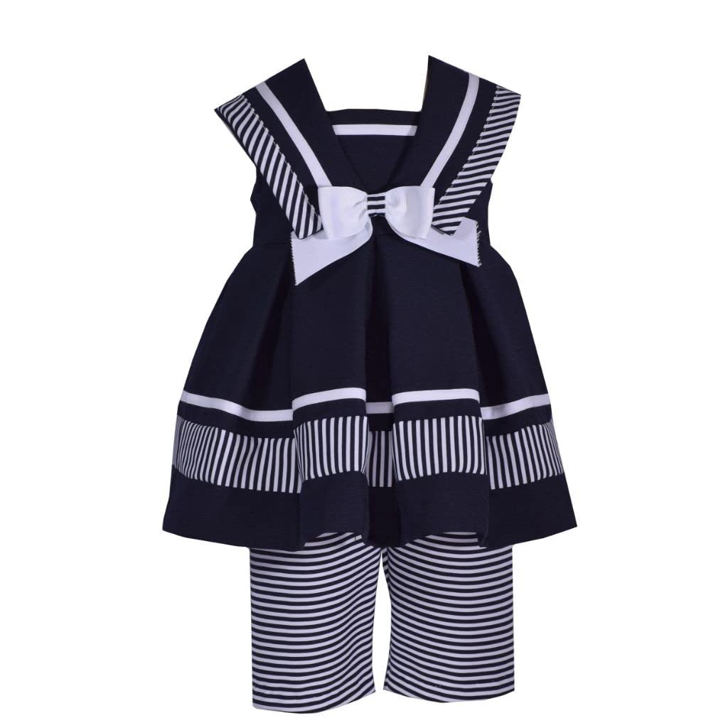 Bonnie Jean Girl's Nautical Sailor Outfit - for Baby, Infant and Toddler Girls, Navy White, 5