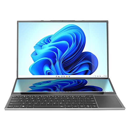 Yoidesu Dual Screen Laptop, 16GB DDR4 RAM 128GB PCIe SSD, 16in Main Screen and 14in Touch Screen for Win11/10 for Intel Core I7 Processor, 13600mAh Battery Split Screen Laptop