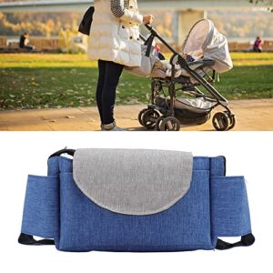 Baby Stroller Bag, Baby Stroller Accessories Bag Reusable Oxford Cloth Stylish Portable Large Capacity for All Strollers(Blue Gray)