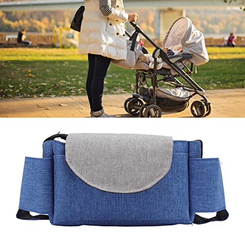 Baby Stroller Bag, Baby Stroller Accessories Bag Reusable Oxford Cloth Stylish Portable Large Capacity for All Strollers(Blue Gray)