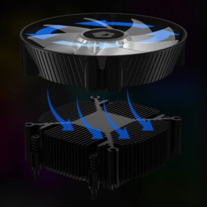 ID-COOLING DK-07i CPU Cooler for LGA1700, 60mm Height Low-Profile CPU Air Cooler with Aluminum Fins, Rainbow RGB Lighting, 120mm PWM Fan, Thermal Compound Included, TDP 125W