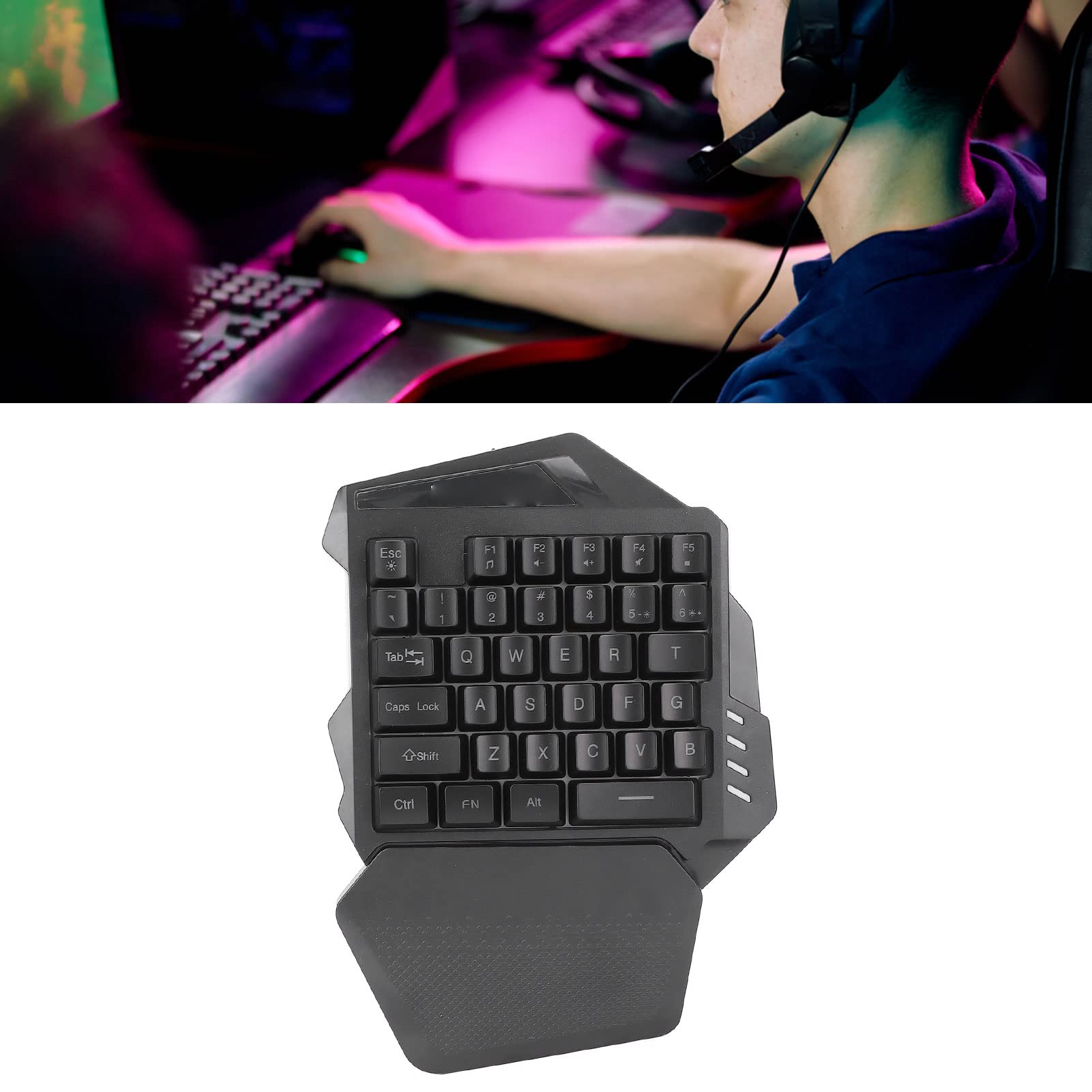 VBESTLIFE One Handed RGB Mechanical Gaming Keyboard, 2.4G Type C Professional Gaming Keypad with Recessed Keycap, 8RGB Lighting Modes, 35 Keys