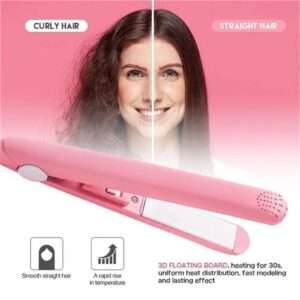 Jocelynnae Ceramic Mini Hair Curler, Optimisticn Ceramic Mini Hair Curler for Short Hair, 2 in 1 Mini Ceramic Curler and Hair Straightener,Mini Curling Iron 1/2 Inch Barrel Short Hair (Black)