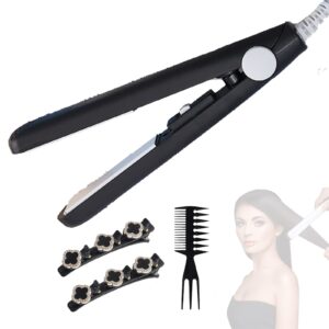 jocelynnae ceramic mini hair curler, optimisticn ceramic mini hair curler for short hair, 2 in 1 mini ceramic curler and hair straightener,mini curling iron 1/2 inch barrel short hair (black)