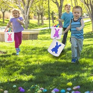 3 Pack Easter Bunny Basket Egg Bags for Kids,Easter Burlap Tote Egg Bags Gift Baskets,Easter Egg Hunt Basket with Handle,Canvas Fluffy Tails Rabbit Bags Buckets for Kids Easter Party Decoration