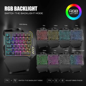 VBESTLIFE One Handed RGB Mechanical Gaming Keyboard, 2.4G Type C Professional Gaming Keypad with Recessed Keycap, 8RGB Lighting Modes, 35 Keys