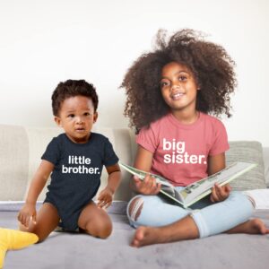 Big Sister Little Brother Outfit Matching Shirts Sets Baby Newborn Outfits Shirt (Mauve/Charcoal Black, Kid (6Y) / Baby (NB))