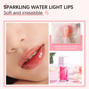 DMXYWO Plumping Lip Oil, Hydrating Lip Glow Oil, Lasting Moisturizing Lip Gloss Tinted Lip Balm, Big Brush Head Non-Sticky Natural Lip Plumper Gloss Lip Care Product 6ML (015# Cherry)