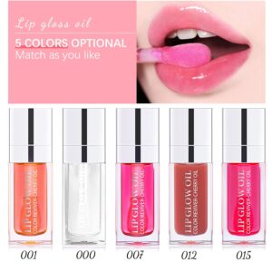 DMXYWO Plumping Lip Oil, Hydrating Lip Glow Oil, Lasting Moisturizing Lip Gloss Tinted Lip Balm, Big Brush Head Non-Sticky Natural Lip Plumper Gloss Lip Care Product 6ML (015# Cherry)