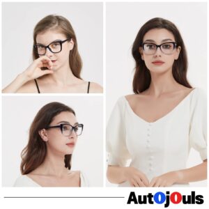 Autojouls 3-Pack Reading Glasses for Women，Oprah Style Frame Spring Hinge Clear Lens Readers Glasses, Black BlackPink Transparent 3.5 x