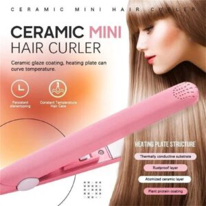 Jocelynnae Ceramic Mini Hair Curler, Optimisticn Ceramic Mini Hair Curler for Short Hair, 2 in 1 Mini Ceramic Curler and Hair Straightener,Mini Curling Iron 1/2 Inch Barrel Short Hair (Black)