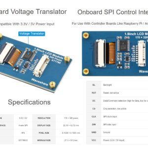 1.9inch LCD Display Module, 170×320 Resolution RGB 262K Colors IPS Screen, Embedded ST7789V2 Driver chip, Using SPI Interface, for Raspberry Pi, Arduino, STM32, etc.