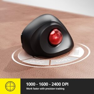 MicroPack Wireless Trackball Mouse, 2023 New Upgrade Ergonomic Mouse with Wireless Vertical Rollerball Computer Mouse, 3 Adjustable DPI, Easy Thumb Control for PC, Laptop, Mac, Windows - Black