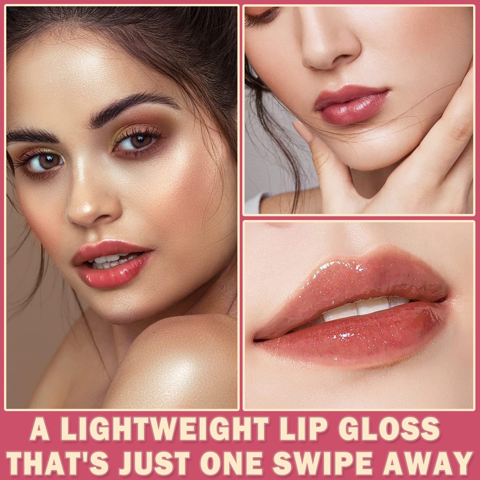 4Pcs Shimmer Lip Gloss Set Plumping Liquid Nude Lipstick Set Moisturizing Lip Stain Long Lasting Waterproof Non-Stick Cup Not-Fade Shiny Lip Gloss Set for Women Glitter Lip Makeup Kit - Set A