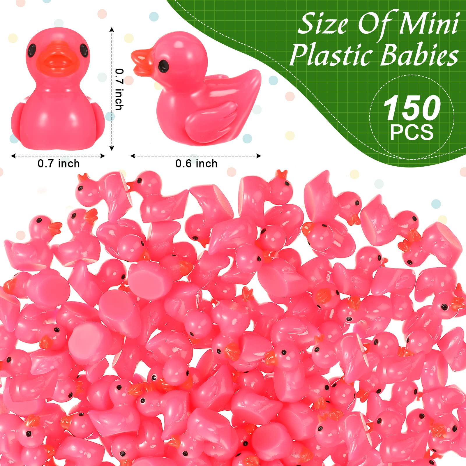 150 Pcs Mini Resin Ducks Pink Tiny Ducks Miniature Ducks Bulk Small Plastic Duckies Figures for Valentine's Day Office Home Hide and Seek Prank Game Craft Dollhouse Party Favors Gift