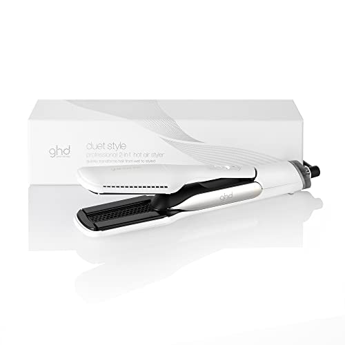 ghd Duet Style ― 2-in-1 Flat Iron Hair Straightener + Hair Dryer, Hot Air Styler to Transform Hair from Wet to Styled ― White