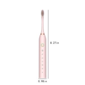 Lovskoo Electric Toothbrush for Kids and Adults, IPX7 Waterproof Toothbrush, Tooth Brush with 4 Brush Heads, 6 Adjustable Modes, Oral Care, Gift for Men, Women, Travel Toothbrushes (Pink)