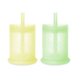 olababy silicone training cup with straw lid bundle kiwi + lemon