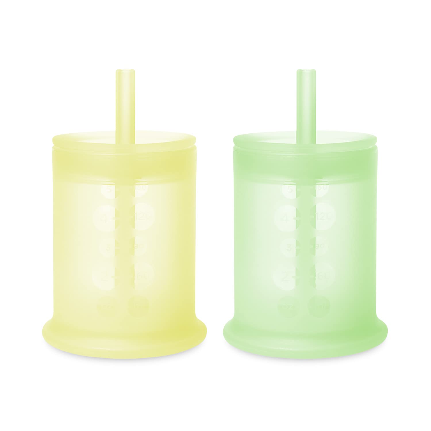 Olababy Silicone Training Cup with Straw Lid Bundle Kiwi + Lemon