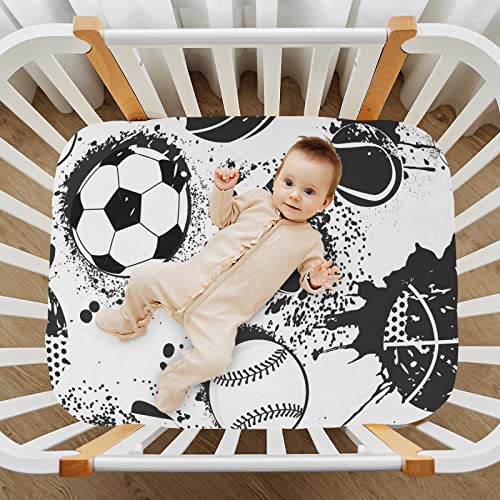 Football Sports Baby Crib Sheets Soft Toddler Bed Sheets Breathable Mattress Cover Crib Mattress Sheet for All Seasons Boy Toddler Baby Bed Mattress, 52 * 28 * 9in