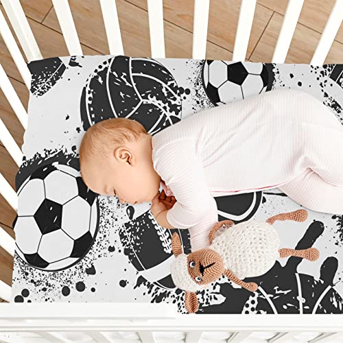 Football Sports Baby Crib Sheets Soft Toddler Bed Sheets Breathable Mattress Cover Crib Mattress Sheet for All Seasons Boy Toddler Baby Bed Mattress, 52 * 28 * 9in