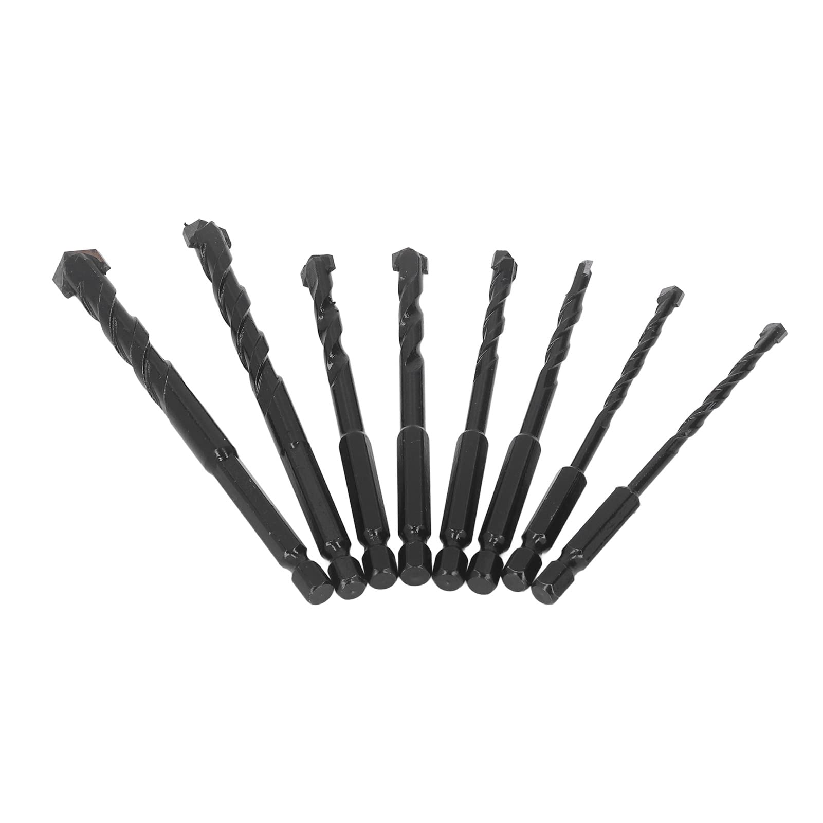 8Pcs Masonry Drill Bit Cemented Hex Drill Bit Carbide 6.35mm Hex Shank Black Set Kit for Tile Concrete