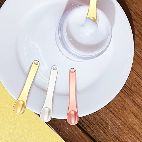 WLLHYF Mini Metal Makeup Spatula Skin Care Cosmetic Spoon Reusable Applicator, Beauty Scoop for Facial Cosmetic for Face Mask Cream Lotions Moisturizers