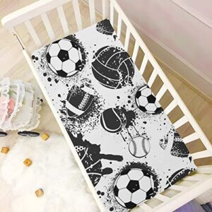 Football Sports Baby Crib Sheets Soft Toddler Bed Sheets Breathable Mattress Cover Crib Mattress Sheet for All Seasons Boy Toddler Baby Bed Mattress, 52 * 28 * 9in